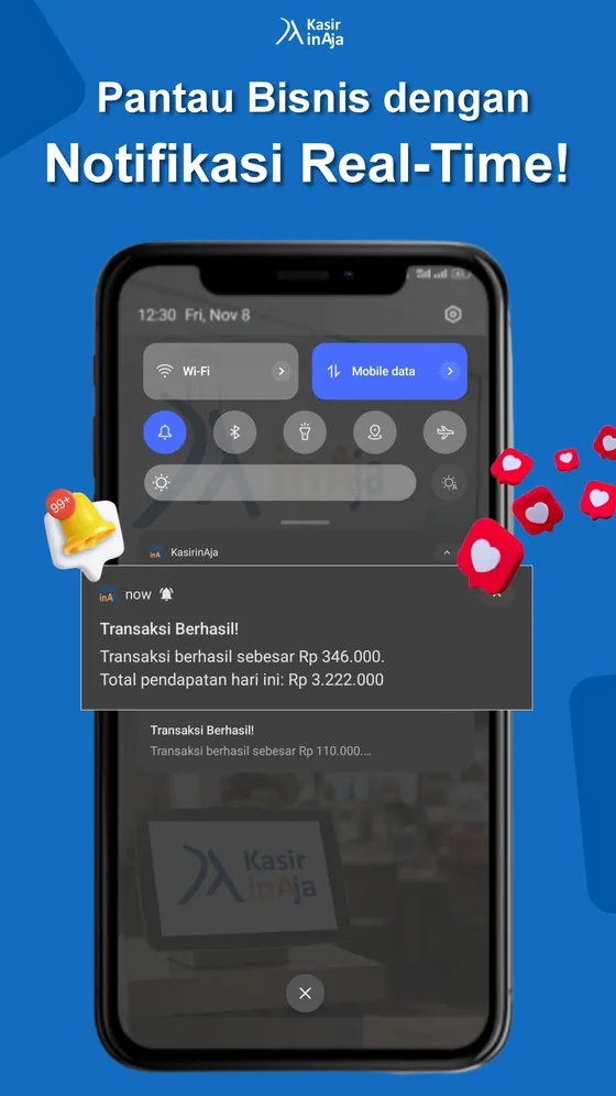 Notifikasi transaksi berhasil langsung di HP pemilik